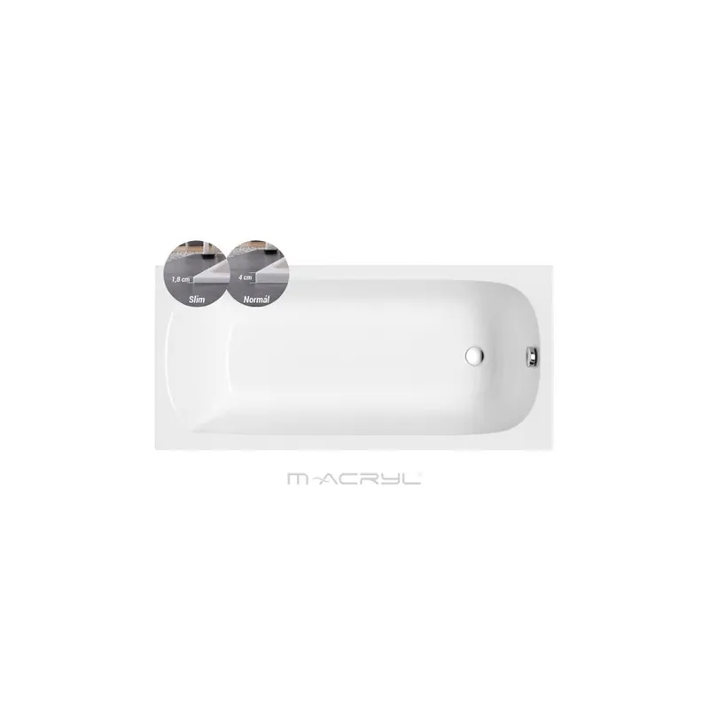Ajánlat M-acryl MIRA SLIM akril kád 170x70 - ajándék kádlábbal