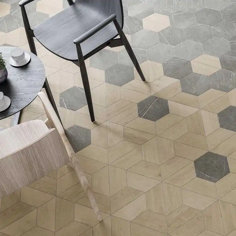 60º TRAPEZIUM WOOD MID (+ GEA HEX) kerámia padlólap Outlet
