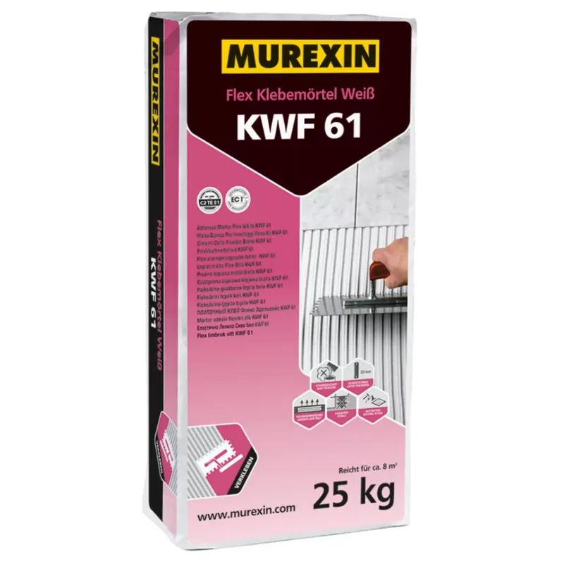 Murexin ragasztó KWF61 Flex fehér, porzáscsökkentett -25kg Azonnal elérhető