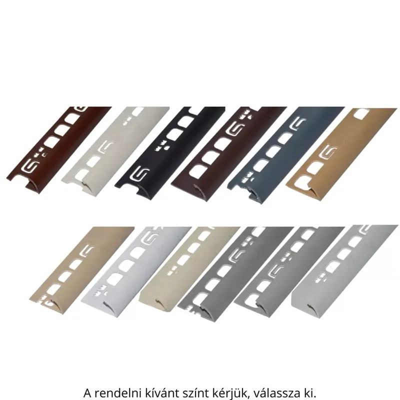 Árcsökkenés PVC pozitív élvédő profil 9/10 mm/2,50 m többféle színben