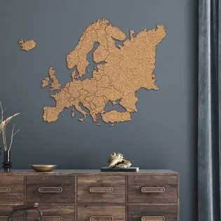 Gyors szállítás Parafa Európa térkép a falra - országhatárokkal