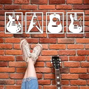 Expressz szállítás 4-részes fa falmatrica - Gitárok