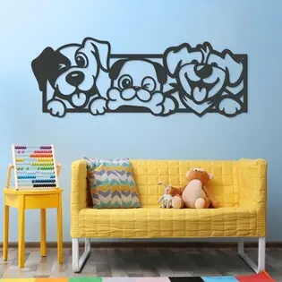 Gyerek falmatrica - Vidám kutyusok Gyors szállítás