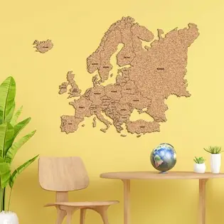 Európa térképe parafából - Államok angol nyelvű felirattal Biztonságos fizetés