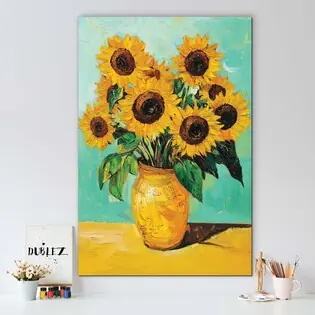 Nézd meg most Fából készült falikép - Napraforgók