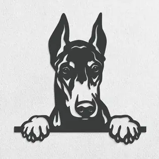 Fali dekoráció fából - Dobermann kutya Akció