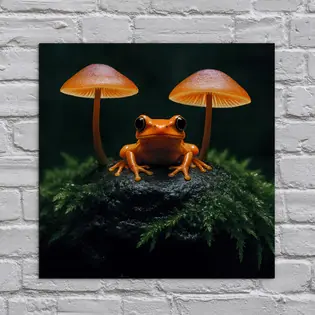 Szürrealista falikép – Egzotikus béka varázsgombákkal Gyors szállítás