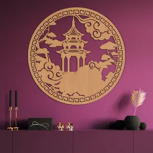 Kínai kép - Pagoda templom Árcsökkenés
