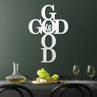 Azonnal elérhető Modern fa fali kereszt - God is good