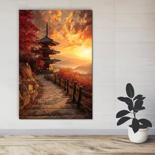Falikép - Pagoda naplementekor Akció