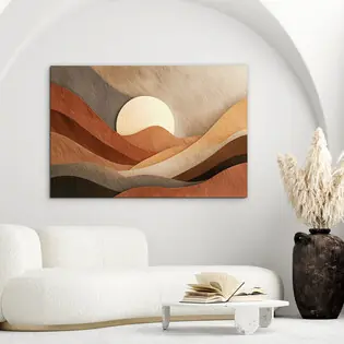 Árengedmény Fából készült boho kép - Sivatagi nap