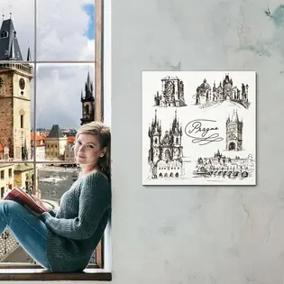 Csak ma Fekete-fehér prágai falikép fából