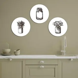 3 részes kör alakú falikép - Befőttes üvegek Csak ma