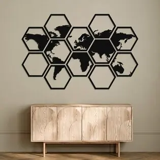 Világtérkép - Hexagonok (12 db) Gyors kiszállítás