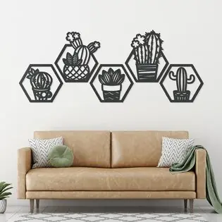 Hexagon kép szett - Kaktuszok Gyors szállítás
