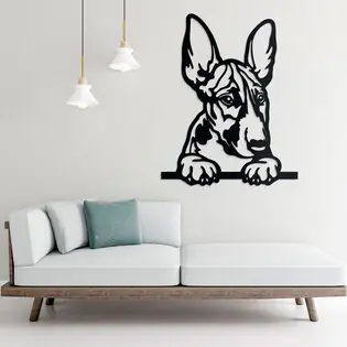 Szuper ajánlat Fa falikép – Bullterrier kiskutya