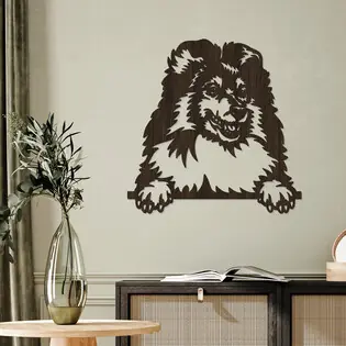 Fából készült kutya kép falra - Border Collie Alacsony ár