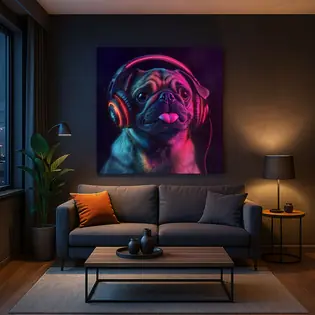 Neon falikép – Fülhallgatós mopsz Nézd meg most
