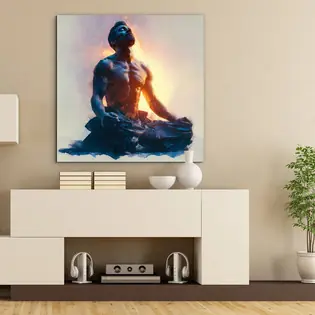 Fából készült kép - Meditáló férfi Biztonságos fizetés