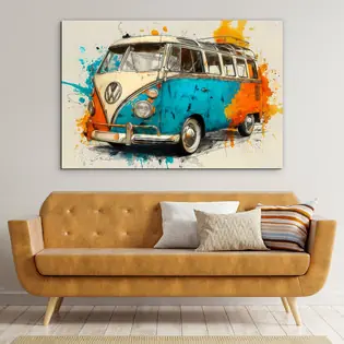 Fából készült kép - Volkswagen T1 busz Olcsó