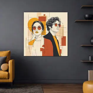 Fából készült kép - Urban Duo - Modern portré Kedvezményes ár