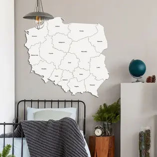 Fából készült Lengyelország térkép a falra + Kerületek Népszerű
