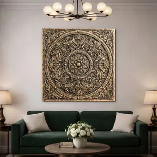 Fából készült mandala - Bronz dísz Ajánlat
