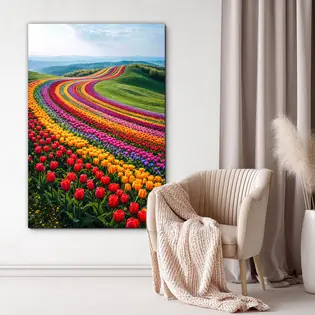 Fából készült kép - Tulipánmező Végkiárusítás
