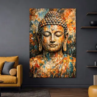 Fából készült falikép - Buddha színekben Expressz szállítás