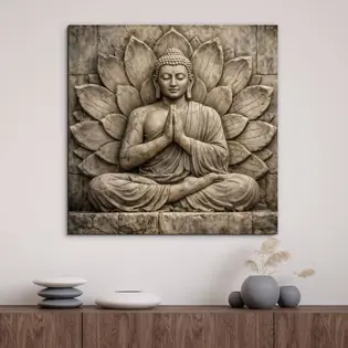 Utolsó esély Fali kép - Kő Buddha a lótuszban