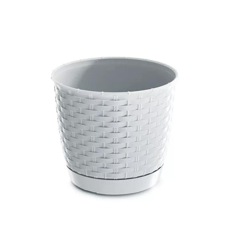 Szuper akció Rattan hatású kaspó / fehér 145 mm átmérőjű (DRLO145/S449)