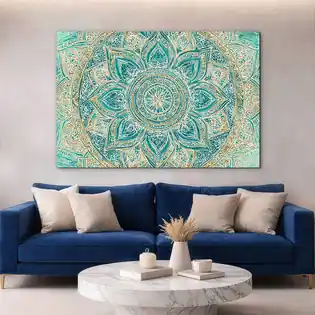 Türkiz mandala a falra - Tisztaság Árengedmény