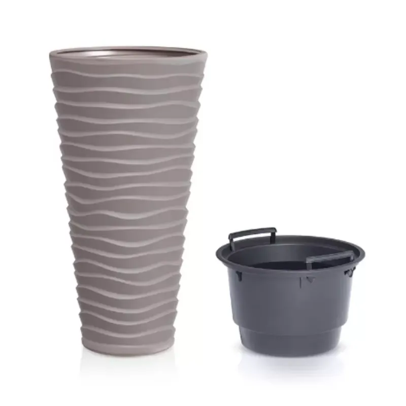 Olcsóbb Kaspó magas,vízsz. hullámos, Slim/mocca(7529U)