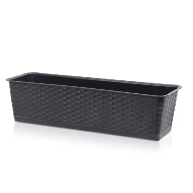 Rattan műanyag peremes balkonláda 80 cm, umber (ISR800P/440U) Kedvezményes ár
