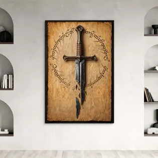 Szezonális akció Fantasy fából készült kép - Narsil a Gyűrűk Urából