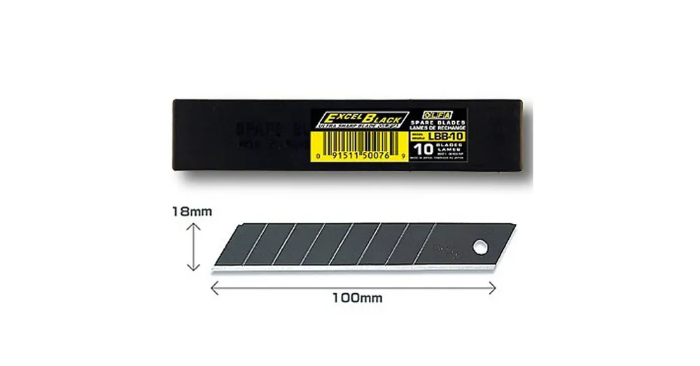 OLFA LBB-10 DEKORPENGE TÖRHETŐ 18mm 10DB/CS. FEKETE-BLACK Expressz szállítás