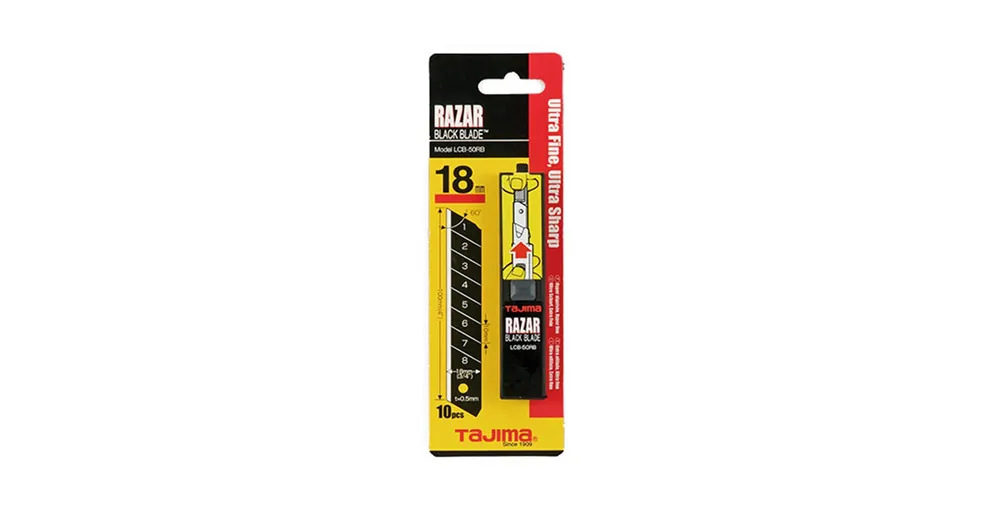 DEKORPENGE TÖRHETŐ 18mm 10DB/CSOMAG RAZAR BLACK TAJIMA LCB50-RB Szuper ajánlat