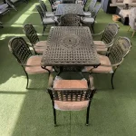 Expressz szállítás Alumínium asztal 150x90 +szék bronz + párna