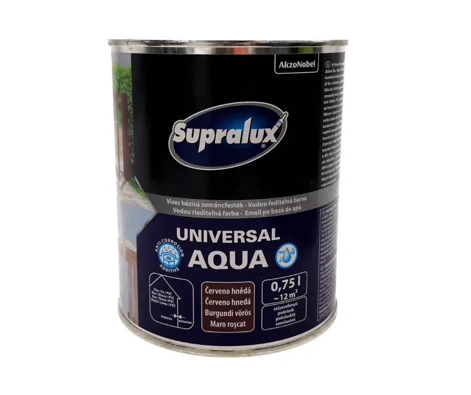 Expressz szállítás Supralux Universal aqua vízbázisú selyemfényű zománcfesték 0,75l Burgundi vörös