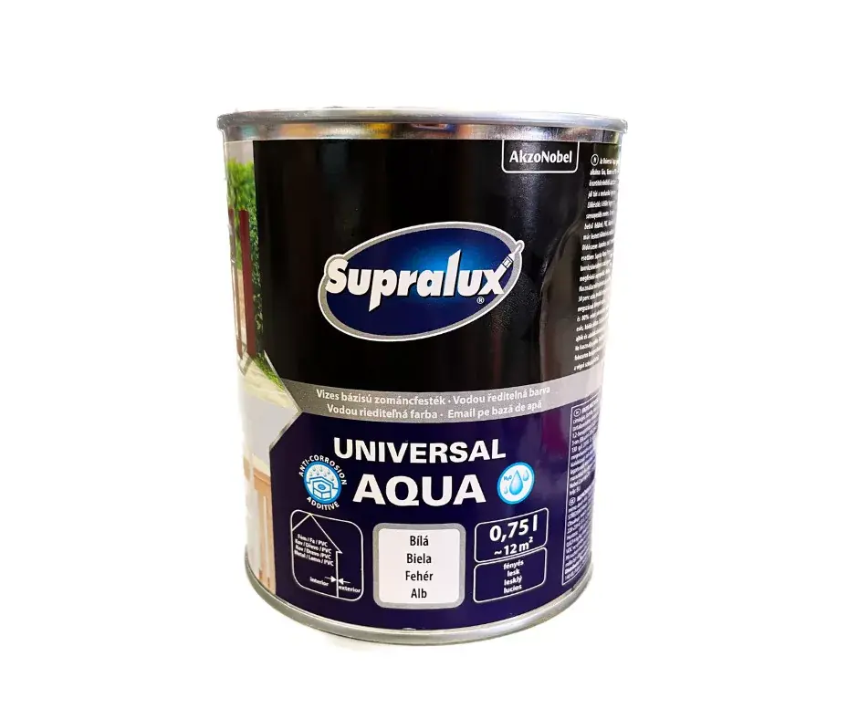 Supralux Universal aqua vízbázisú fényes zománcfesték 0,75l Fehér Kihagyhatatlan ajánlat