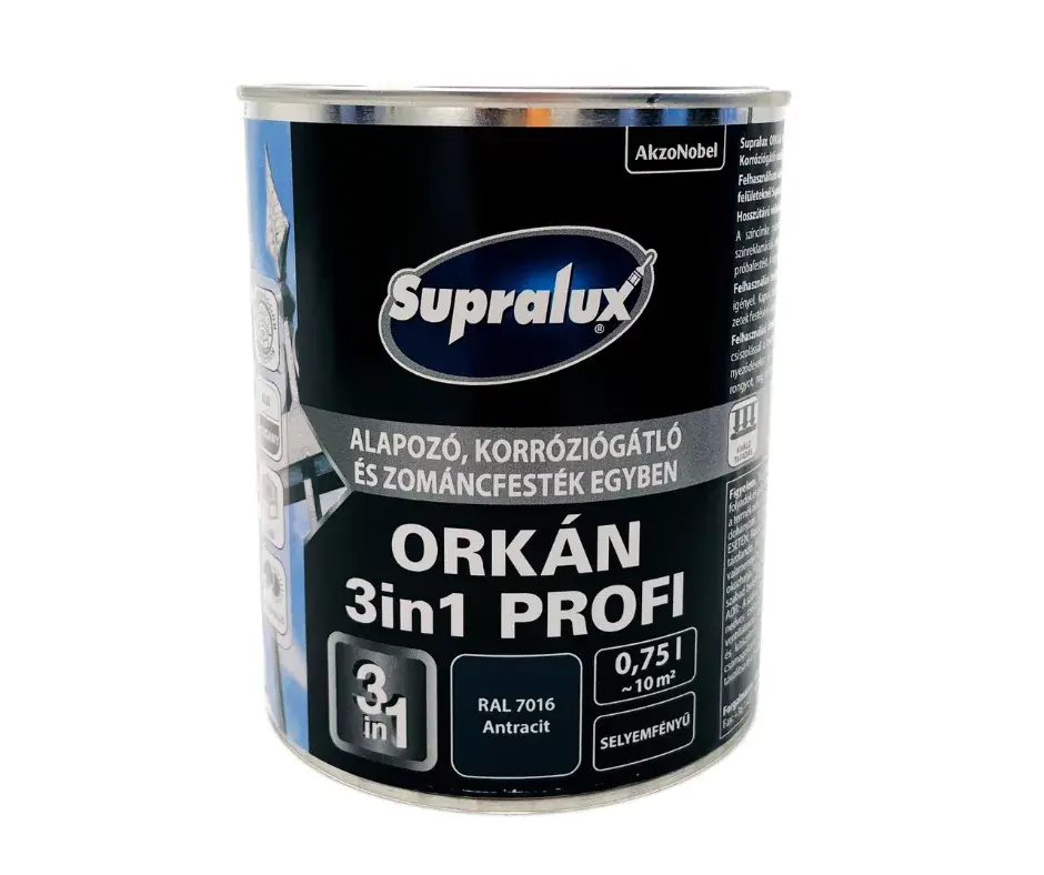 Supralux Orkán 3in1 Profi selyemfényű zománcfesték 0,75l RAL7016 Antracit Korlátozott ajánlat