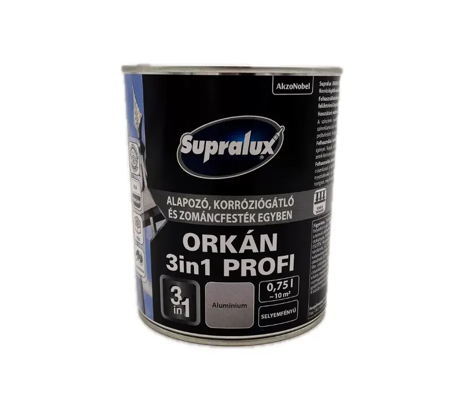 Expressz kézbesítés Supralux Orkán 3in1 Profi selyemfényű zománcfesték 0,75l Alumínium
