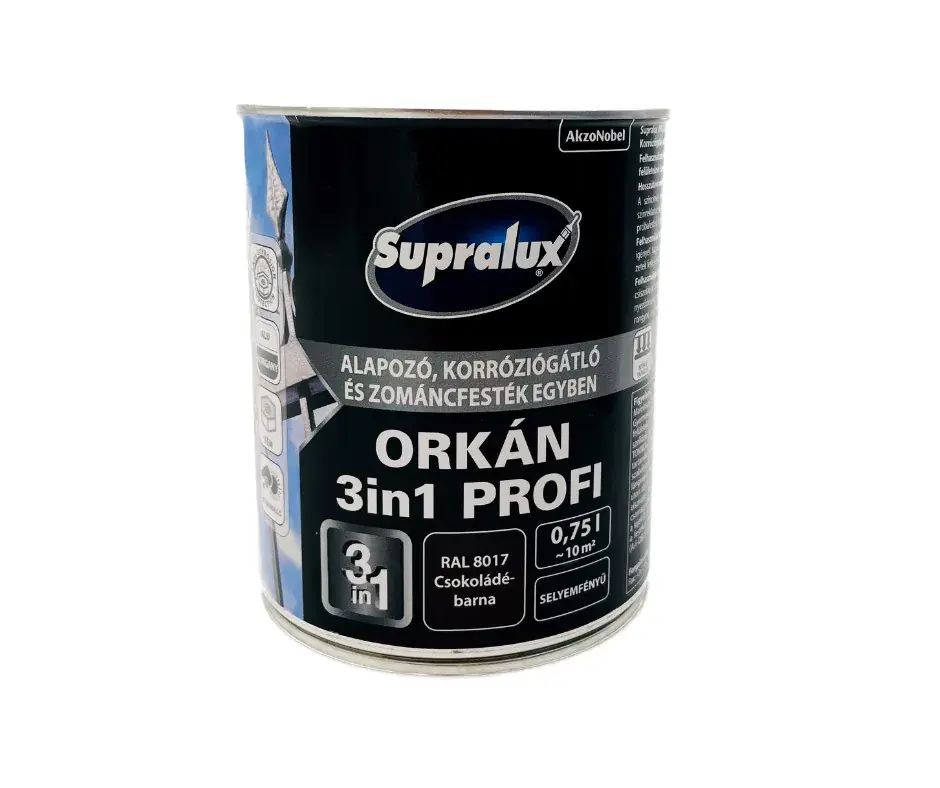 Végkiárusítás Supralux Orkán 3in1 Profi selyemfényű zománcfesték 0,75l RAL8017 Csokoládébarna
