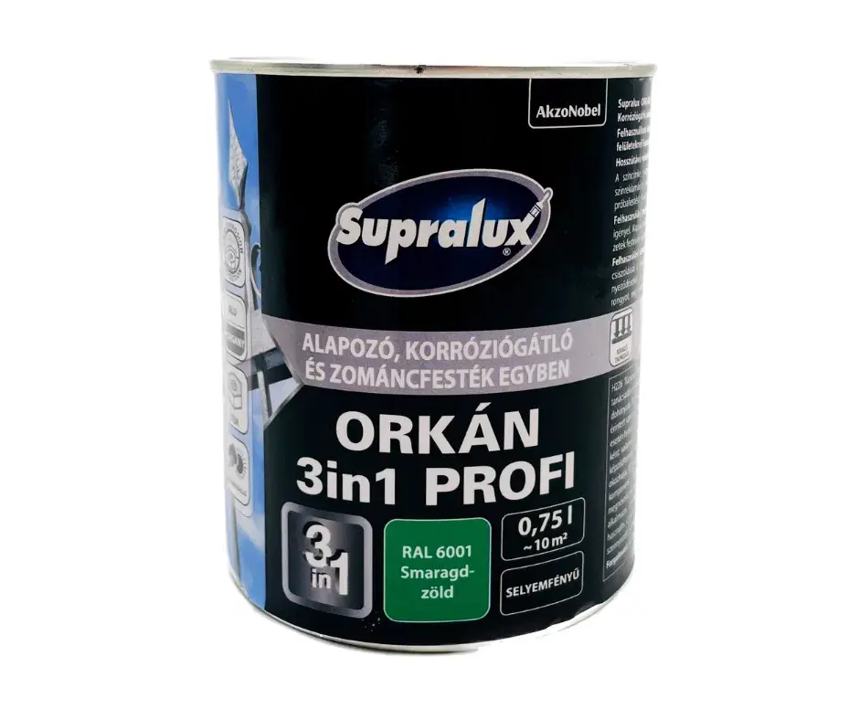 Supralux Orkán 3in1 Profi selyemfényű zománcfesték 0,75l RAL6001 Smaragdzöld Kihagyhatatlan ajánlat