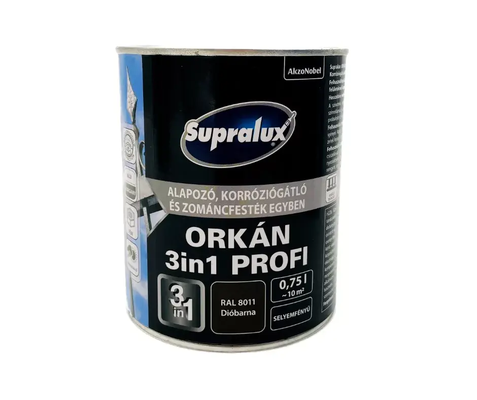 Ne maradj le Supralux Orkán 3in1 Profi selyemfényű zománcfesték 0,75l RAL8011 Dióbarna
