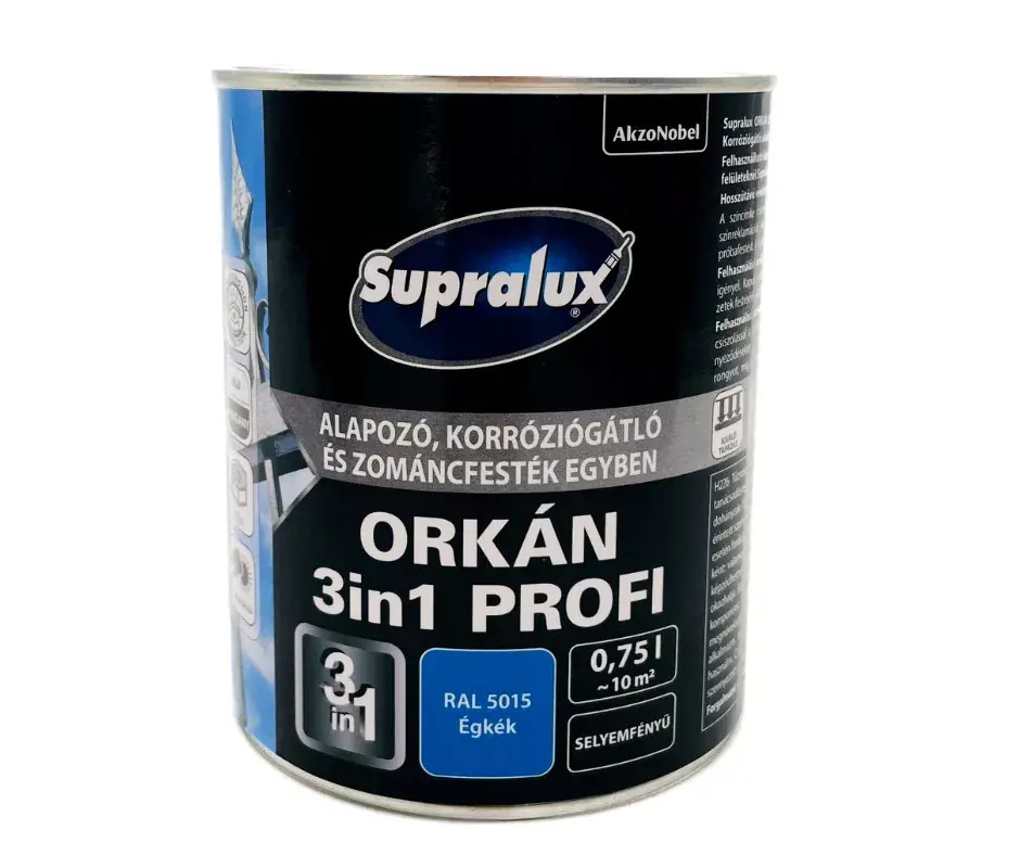 Azonnali szállítás Supralux Orkán 3in1 Profi selyemfényű zománcfesték 0,75l RAL5015 Égkék