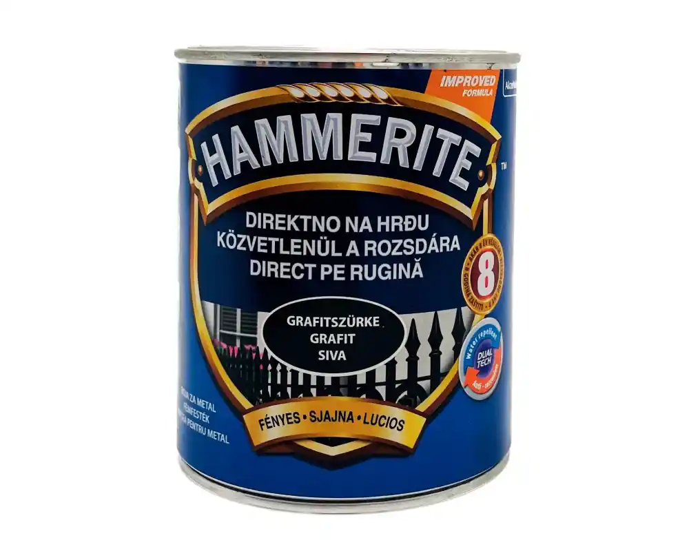 Hammerite fémfesték fényes 0,25l Grafitszürke Azonnali szállítás