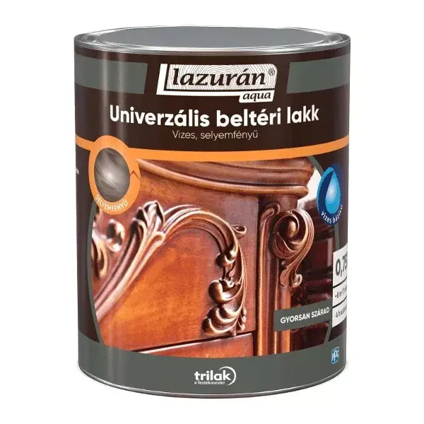 Lazurán aqua Univerzális beltéri lakk vízbázisú selyemfényű 0,75l Legkelendőbb