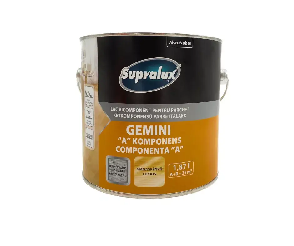 Szuper akció Supralux Gemini kétkomponensű parkettalakk "A" komponens magasfényű 1,87l