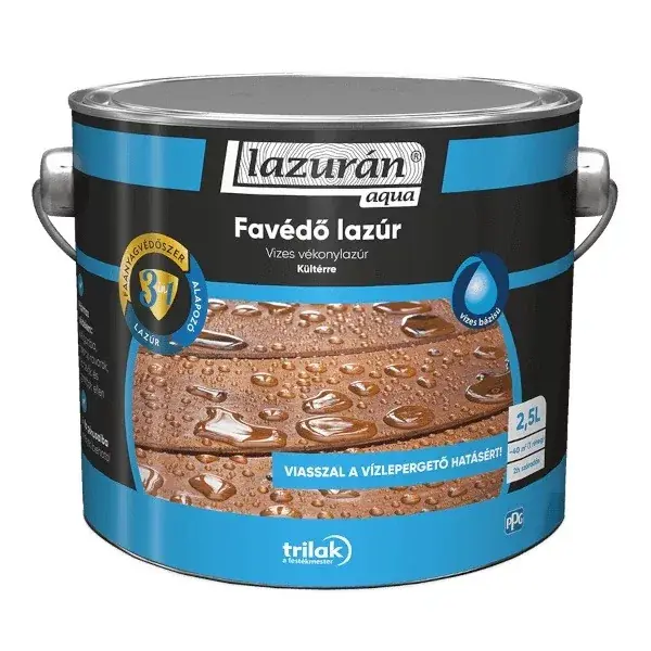 Lazurán aqua 3in1 vízbázisú vékonylazúr 2,5l Harmat szürke Árengedmény